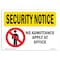 Signmission OSHA Security Sign, 10" Height, 14" Width, Rigid Plastic, No Admittance Apply At Office, Landscape OS-SN-P-1014-L-11556 - alternate 1